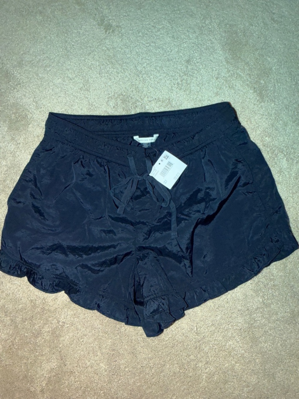 American Eagle Outfitters Navy High-Waist Drawstring Shorts